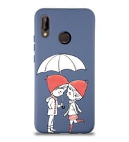Huawei P 20 Lite Uyumlu Lansman Kılıf Aşk Tasarımlı İçi Kadife Kapak-Petrol Mavisi (Şeffaf)