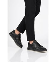 Voyager Siyah Hakiki Deri Erkek Casual Sneaker Memory Taban Premium Casual Ayakkabı M030 M