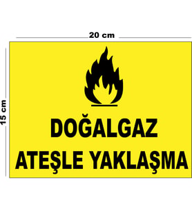 Metal Doğalgaz Ateşle Yaklaşma 15cm x 20cm Uyarı Levhası Yönlendirme Tabelası