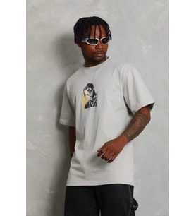 pilelistore- Erkek Baskılı T-Shirt Kısa Kol Bisiklet Yaka Regular Fit Rahat Kalıp Günlük Tişört - Gr (Gri)
