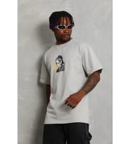 pilelistore- Erkek Baskılı T-Shirt Kısa Kol Bisiklet Yaka Regular Fit Rahat Kalıp Günlük Tişört - Gr (Gri)