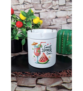 Sweet Summer Time Yaz Temalı Baskılı Seramik Kapaklı Kokusuz Küllük