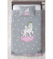 MEKTA HOME BEBEK VE ÇOCUK ODASI Seksekli Unicorn Desenli Yatak Örtüsü