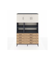 Hyperion Dolap 8 Raflı 8 Çekmeceli 3 Kapaklı 132x44x195 Antrasit-Aytaşı/Çam