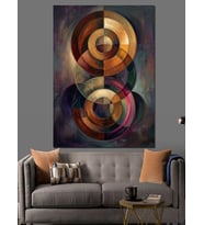 Modern Geometrik Daireler Soyut Çalışma Dekoratif Kanvas - Mdf Ahşap Tablo
