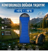 4 Mevsim Uyku Tulumu +5°C -10°C Kamp Uyku Tulumu Nefes Alabilen Kumaş MAVİ