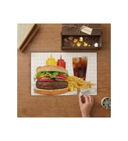 Hamburger Menüsü Tasarımı 240 parça Ahşap Puzzle Ahşap Kutuda MP01696