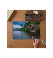 Göl - Kulübe - Iskele Tasarımı 240 parça Ahşap Puzzle Ahşap Kutuda MP07072
