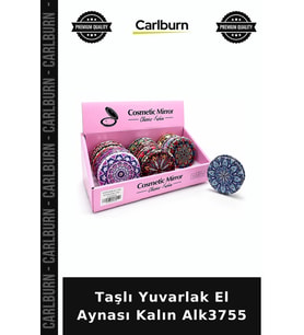 Özel Üretim Şık Hediyelik Makyaj Aksesuar Taşlı Yuvarlak El Aynası Kalın Alk3755