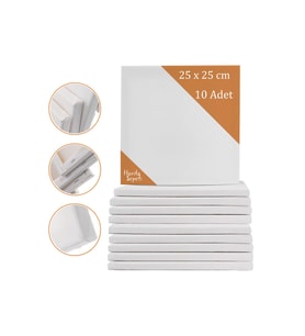 25x25 cm 10 Adet Kare Boş Tuval Tablo