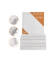 25x25 cm 10 Adet Kare Boş Tuval Tablo