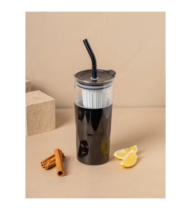 H2o 5'i 1 Yerde Çelik Pipetli Cam Detox Kupa Temizleyici Hediyeli 650 ML