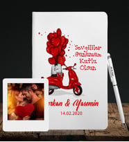 Sevgililer Gününe Özel Deri Beyaz Defter Kalem & Instagram Çerçeve Hediye Seti 13