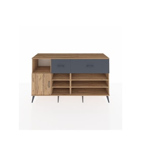 Kronos Konsol 6 Raflı 2 Çekmeceli Tek Kapaklı  176x59x99 Çam-Çam/Antrasit