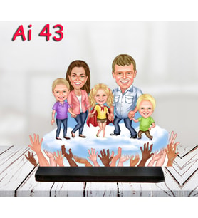 Kişiye Özel Ahşap Biblo - Aile Karikatür Biblo - 5 Kişilik Aile Biblo 7