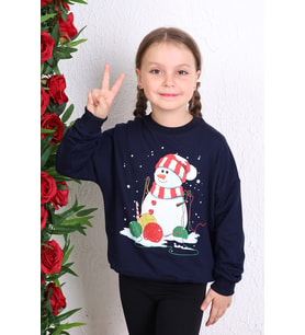 Toontoy Unisex Çocuk Baskılı Sweatshirt (Lacivert)
