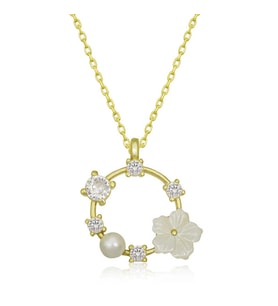 Gümüş Gold Manolya Çiçeği Kadın Kolye