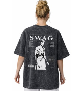 Tasarım Swag Justin Bieber Şarkıcı Sırt Baskılı Unisex Oversize Vintage Yıkamalı Tişört