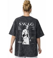 Tasarım Swag Justin Bieber Şarkıcı Sırt Baskılı Unisex Oversize Vintage Yıkamalı Tişört