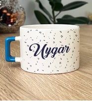 Kişiye Özel Nota Desenli İsim Yazılı Hediye Lüks Fincan (Mavi)