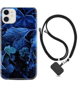 Apple iPhone 11 12 13 Mini Kılıf Boyun Askılı Silikon Blue Foid 1628