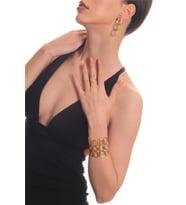 Kadın Mat Altın Kaplama Dikdörtgen Formlu Tasarım Küpe & Bileklik & Yüzük Seti