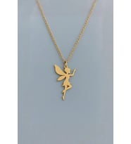Kişiye Özel 925 Ayar Gümüş Şık Tinkerbell Peri Kolye (Gold)