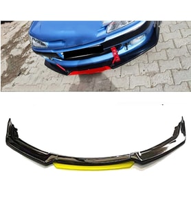 Peugeot 306 Sarı Renkli Şeritli Dilli Ön Lip 4 Prç Parlak Siyah ABS