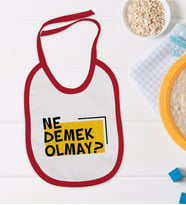 BK Kids Ne Demek Olmay Tasarımlı Kırmızı Bebek Mama Önlüğü-1