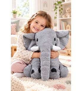 Pandamkee Yumuşacık Uyku Arkadaşı Fil Tam 65 Cm Boyunda (Gri)