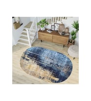 Eliana Home Baskılı, Yıkanabilir Kaymaz Taban Oval Halı LNA7231-SD433 100x150 cm (Mavi)