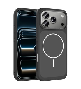 Apple iPhone 17 Pro Uyumlu Kılıf M-Safe Şarj Özellikli Metal Kamera Çerçeveli Zore Sanremo Silikon Kapak (Siyah)