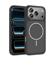 Apple iPhone 17 Pro Uyumlu Kılıf M-Safe Şarj Özellikli Metal Kamera Çerçeveli Zore Sanremo Silikon Kapak (Siyah)