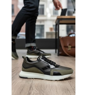 Enoch Erkek Casual Sneaker - Hakiki Deri Detaylı Hafif Taban Günlük Yürüyüş Ayakkabısı