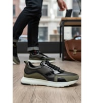 Enoch Erkek Casual Sneaker - Hakiki Deri Detaylı Hafif Taban Günlük Yürüyüş Ayakkabısı