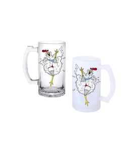 Ghostbastır Design Dansçı Tavuk Kulplu Bira Bardağı Buzlu veya Şeffaf Seçenekli 051