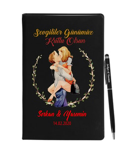 Sevgililer Gününe Özel Siyah Defter Kalem Seti 25