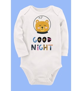 Organik Baskılı Pamuklu Unisex Bebek Body UZUNE240