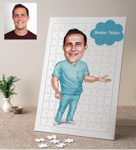 Karikatürlü Operatör Doktor Erkek Kişiye Özel Puzzle