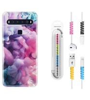 TCL 10L 10 Plus 10SE 20E 20SE 30SE L7 Kılıf Kablo Koruma Spiral Silikon Pink Cloud 1305