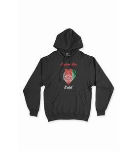 Kabil Afganistan Bayraklı Kalpli Siyah Sweatshirt Hoodie