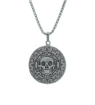 Aztec Karayip Korsanları Madalyon Örme Zincir Kolye - Gümüş Kaplama - Erkek Kadın Kolye - No:1378