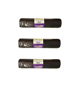 Ecoplast 240 Litre Siyah Hantal Konteyner Çöp Torbası - 100 x 150 Cm. - 600 Gr. - 10 Adetlik 3 Rulo
