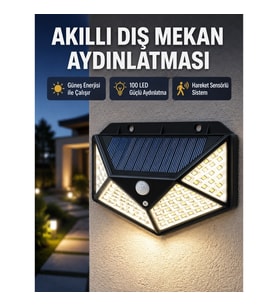 Mey İthalat® Solar Güçlü 100 LED Bahçe Lambası – Enerji Tasarruflu, Suya Dayanıklı ve Geniş Açılı Iş