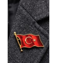 Işıltılı Türk Bayrağı Yaka İğnesi
