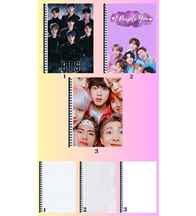 BtsA4 defter 3 adet çizgili + kareli + çizgisiz büyük boy 21*29 cm süper set