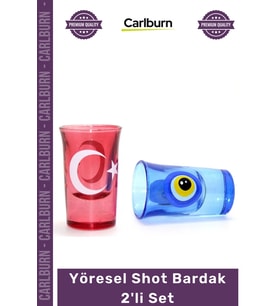 #Bardak Porselen Türk Bayrağı Nazar Boncuğu Tasarımlı 2li Set Hediyelik Şık Yöresel Shot Bardak