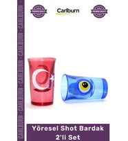 #Bardak Porselen Türk Bayrağı Nazar Boncuğu Tasarımlı 2li Set Hediyelik Şık Yöresel Shot Bardak