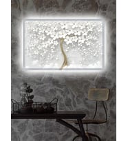 Led Işıklı 3d Dekoratif Gold Çiçek Tablo