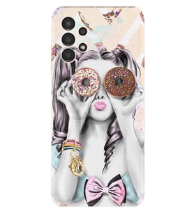 Samsung Galaxy M14 Kılıf Resimli Desenli Baskılı Silikon Donut Girl 1408